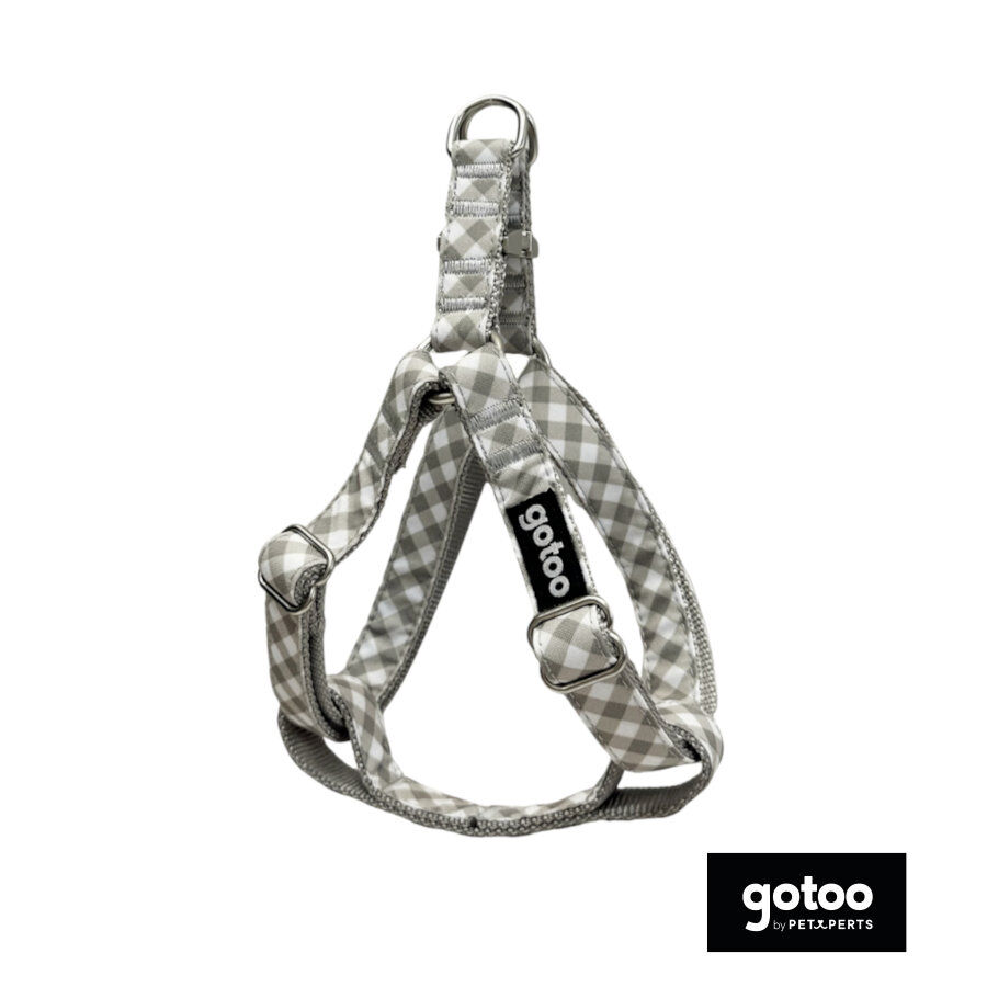 Gotoo Peitoral estampado xadrez vichy cinza para c&atilde;es, , large Imagem n&uacute;mero 2