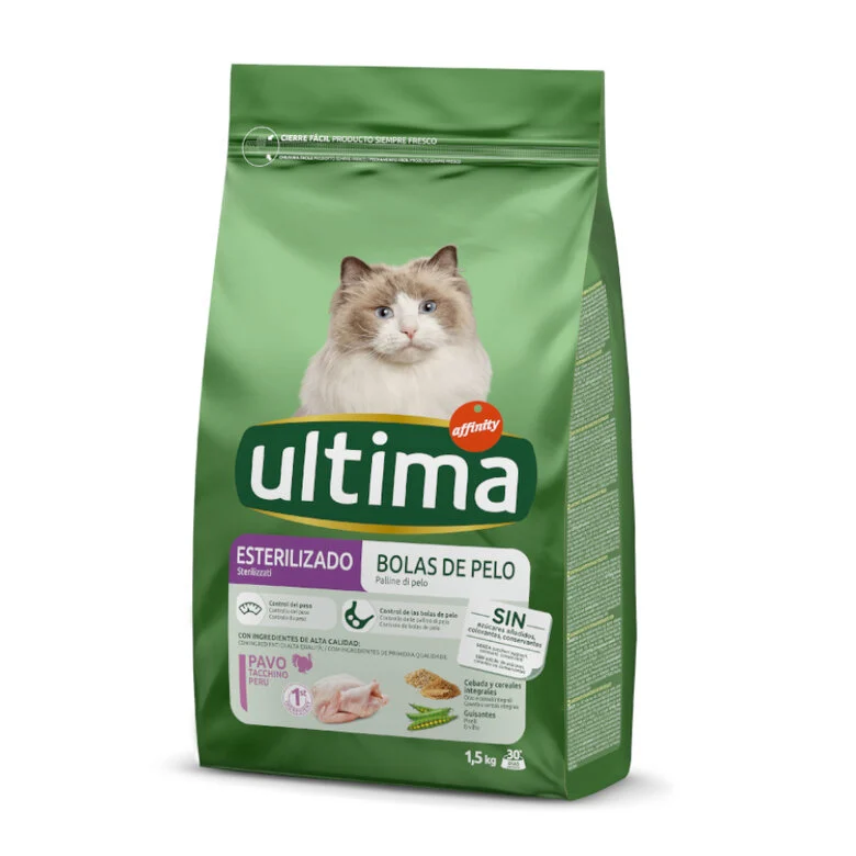 Affinity Ultima Feline Adult Sterilized Hairball Control pavo y cebada 1,5 kg Imagem número 1 Affinity Ultima Feline Adult Sterilized Hairball Control pavo y cebada 1,5 kg Imagem número 1