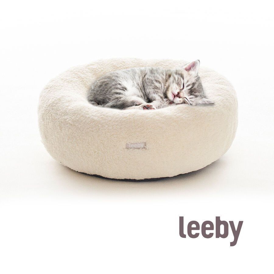 Leeby Cama Redonda Amov&iacute;vel Branca com Ovelhas para gatinhos, , large Imagem n&uacute;mero 2