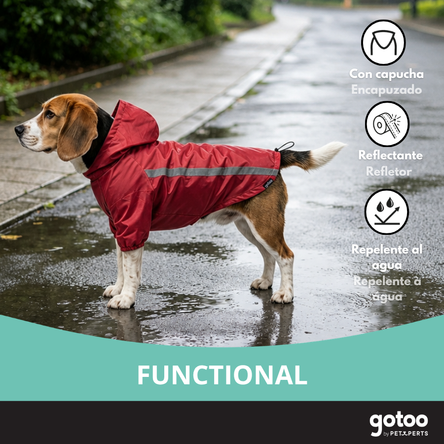Gotoo Casaco Imperme&aacute;vel Refletor Vermelho para c&atilde;es, , large Imagem n&uacute;mero 6