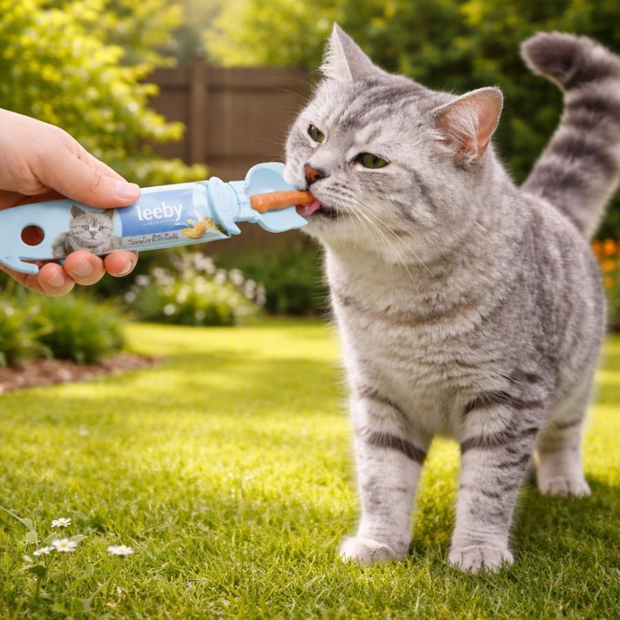 Leeby Colher Dispensadora Pasta de Snacks Azul para gatos, , large Imagem n&uacute;mero 1