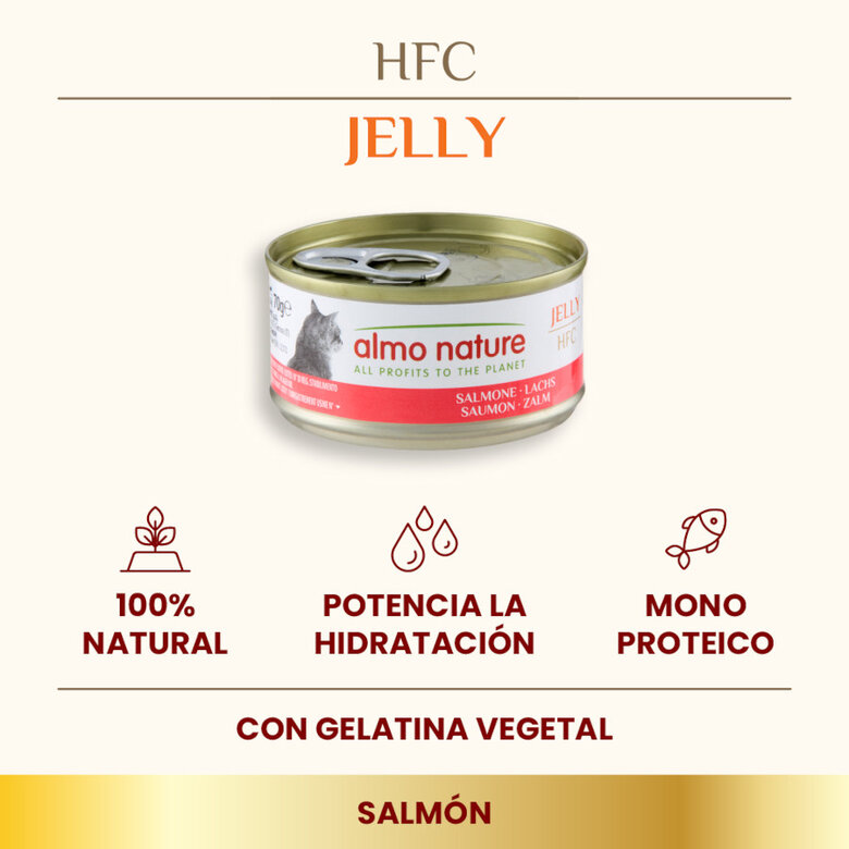 70 g Almo Nature HFC Jelly Salmão em gelatina lata para gatos,  Imagem número 2 70 g Almo Nature HFC Jelly Salmão em gelatina lata para gatos, , large Imagem número 2