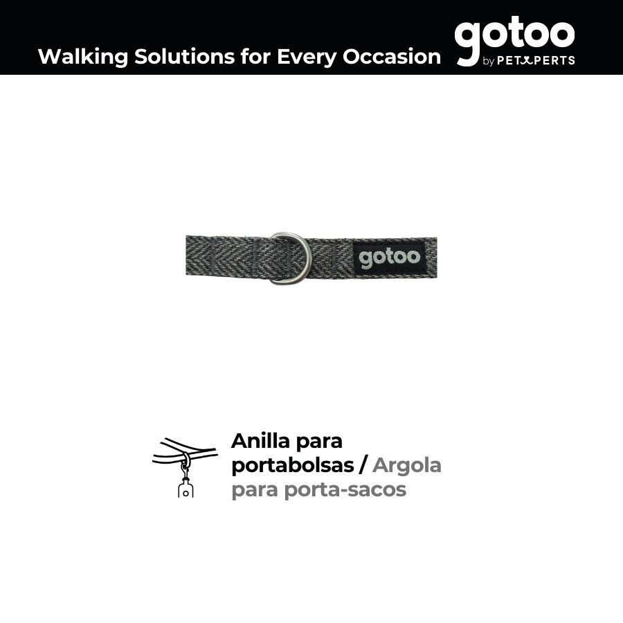 Gotoo Trela estampada herringbone cinza para c&atilde;es, , large Imagem n&uacute;mero 3