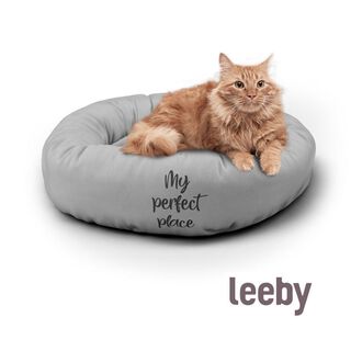 Leeby Cama Donut Antiderrapante Cinzenta para gatos
