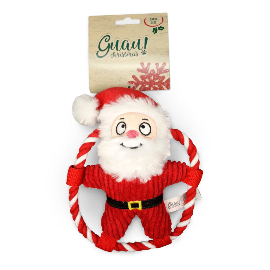Guau Christmas Santa Disc Peluche Natal com Corda para c&atilde;es, , large Imagem n&uacute;mero 1