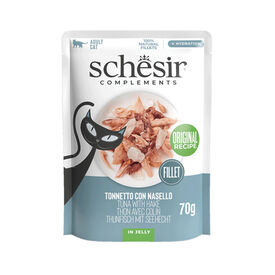 Schesir Atum com Pescada em Gelatina sachê para gatos