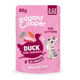 Edgard & Cooper Kitten Comida h&uacute;mida de pato e frango em molho em saquetas para gatos
