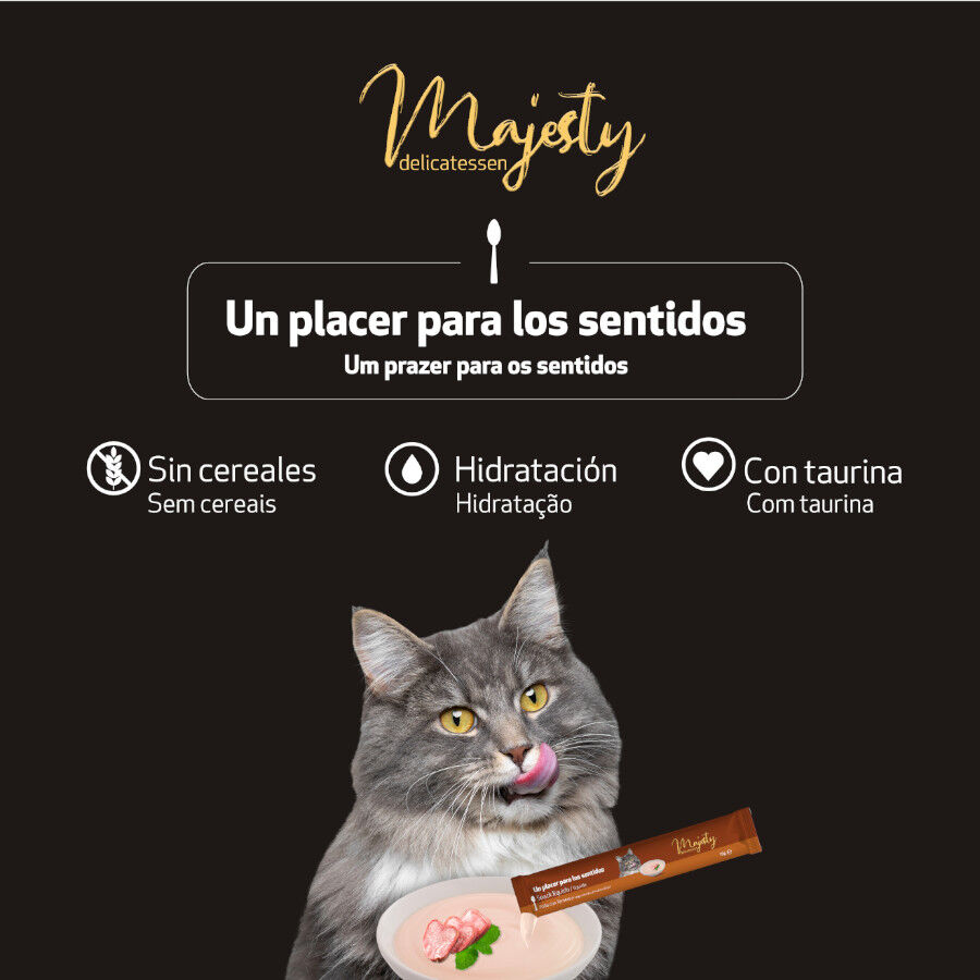 6 saquetas x 15 g Majesty Petisco l&iacute;quido para gatos Chicken com Carne, , large Imagem n&uacute;mero 5