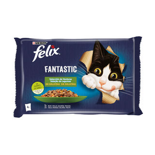 Purina Felix Fantastic Seleção de Vegetais saquetas de gelatina para gatos - Pack 4