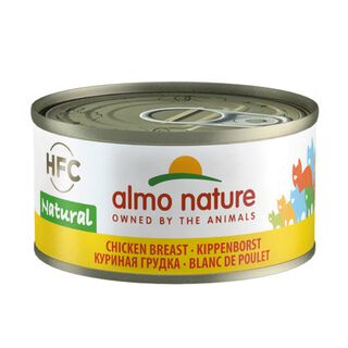 Lata Almo Nature HFC Natural comida com frango para gatos