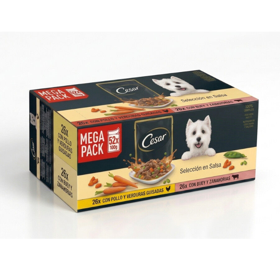 52 saquetas x 100 g Cesar Mix de Carnes em Molho Saquetas para c&atilde;es - Multipack, , large Imagem n&uacute;mero 1