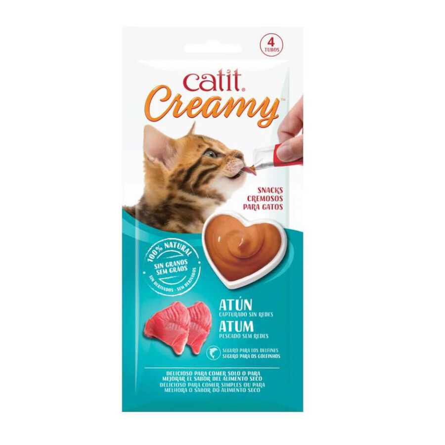 4 saquetas x 10 g Catit Creamy Snack L&iacute;quido de Atum para Gatos, , large Imagem n&uacute;mero 1