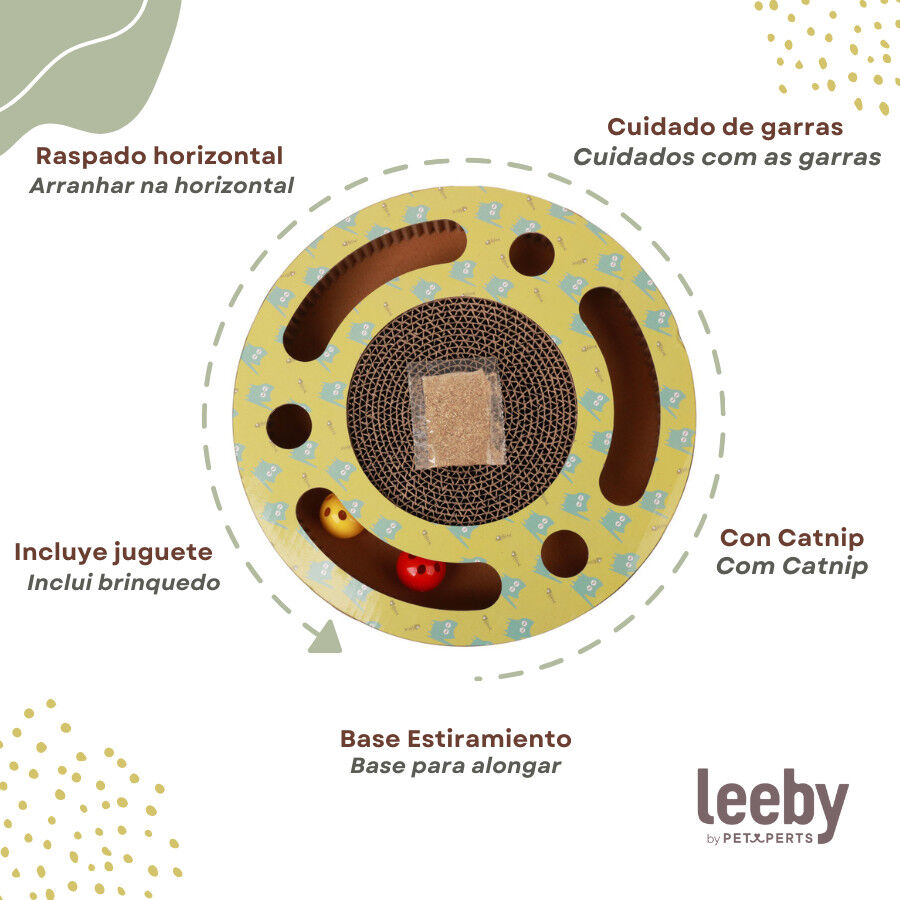 Leeby Pelusa arranhador de cart&atilde;o com bola e estampado amarelo para gatos, , large Imagem n&uacute;mero 4
