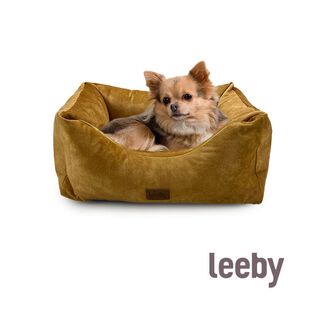 Leeby Alcofa com Capa Amovível e Impermeável Dourada para cães