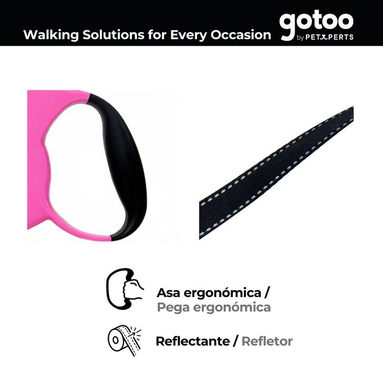 Gotoo Trela extensível rosa para cães,  Imagem número 4 Gotoo Trela extensível rosa para cães, , large Imagem número 4