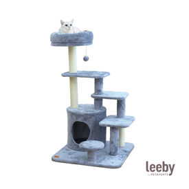 Leeby Eduardo torre arranhadora multiplataforma com cama nido e brinquedo para gatos