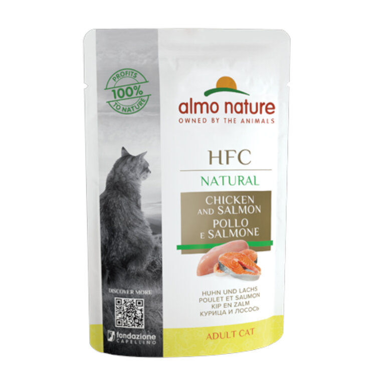 Almo Nature HFC frango e salmão saqueta para gatos, , large image number null