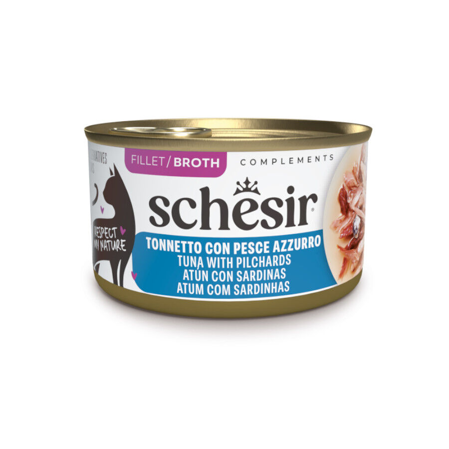 Schesir Comida h&uacute;mida de filetes de atum com sardinhas em lata para gatos, , large Imagem n&uacute;mero 1