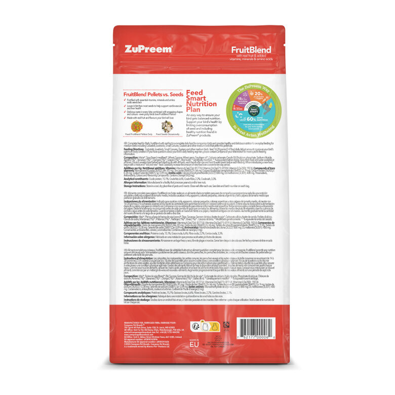 ZuPreem FruitBlend Medium Ração para pássaros,  Imagem número 2 ZuPreem FruitBlend Medium Ração para pássaros, , large Imagem número 2