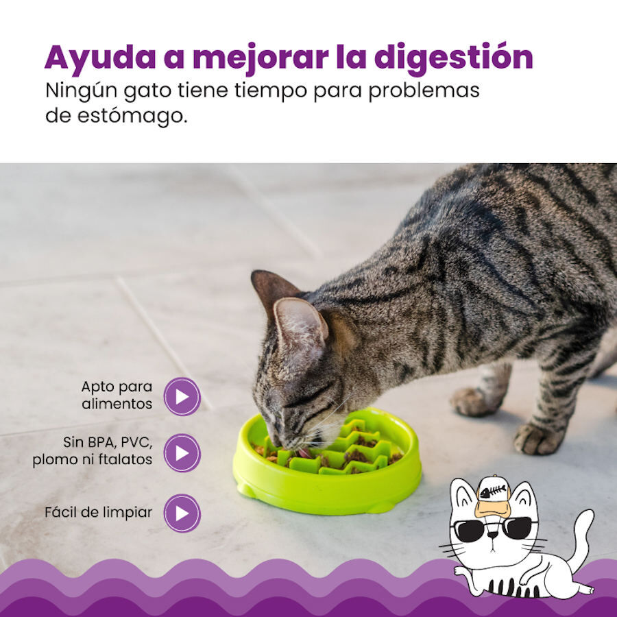 Catstages Cat Fun Comedouro Anti-Voracidade Verde para gatos, , large Imagem n&uacute;mero 4