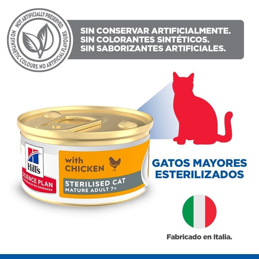 85 g Hill's Science Plan Mature Sterilised Comida h&uacute;mida Mousse de Frango para gatos, , large Imagem n&uacute;mero 3