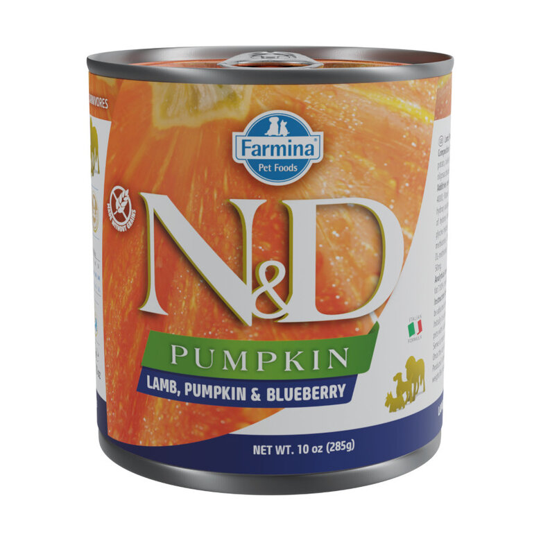 285 g Farmina N&D lata de frango, cordeiro, abóbora e mirtilo para cães,  Imagem número 1 285 g Farmina N&D lata de frango, cordeiro, abóbora e mirtilo para cães, , large Imagem número 1