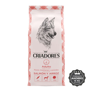 Criadores ração salmão e arroz para cães