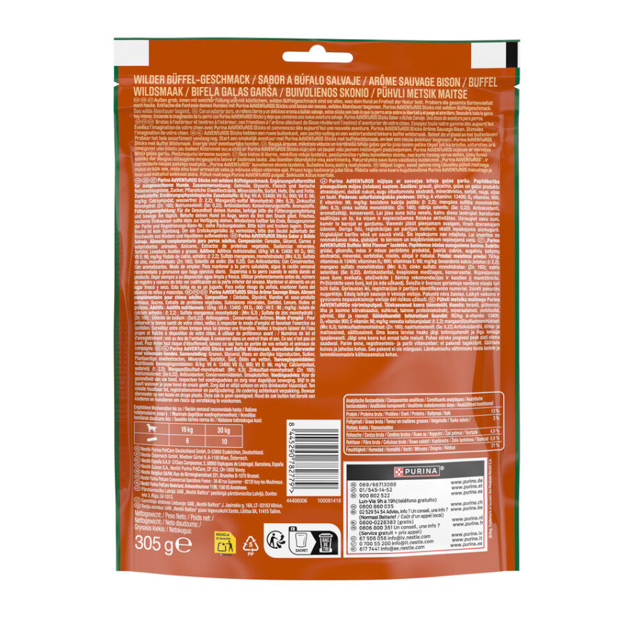 305 g Adventuros Sticks B&uacute;falo para c&atilde;es, , large Imagem n&uacute;mero 2