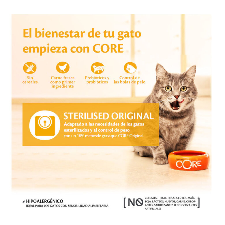 1.75 kg Wellness Core Adult Sterilised Frango e Peru ração para gatos ,  Imagem número 2 1.75 kg Wellness Core Adult Sterilised Frango e Peru ração para gatos , , large Imagem número 2