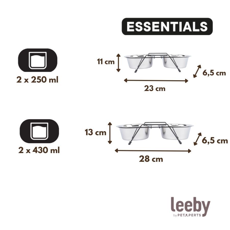 Leeby Comedouro Duplo em A&ccedil;o Inoxid&aacute;vel com Suporte para c&atilde;es e gatos, , large Imagem n&uacute;mero 4