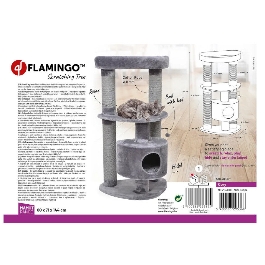 Flamingo Cory &Aacute;rvore Arranhador Cinza para gatos, , large Imagem n&uacute;mero 2