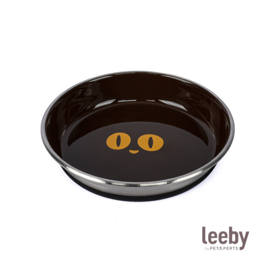 Leeby Comedouro Antiderrapante Castanho em A&ccedil;o Inoxid&aacute;vel para gatos, , large Imagem n&uacute;mero 2