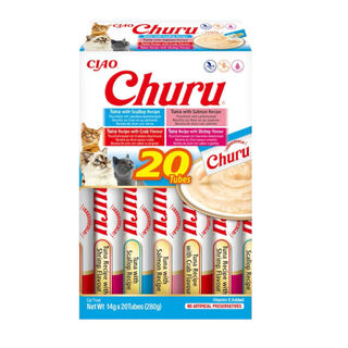 Churu Variedades de Atum e Marisco Snack Líquido para gatos