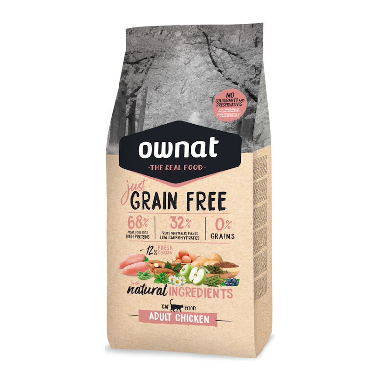 8 kg Ownat Just Grain Free Adulto Frango ração para gatos,  Imagem número 1 8 kg Ownat Just Grain Free Adulto Frango ração para gatos, , large Imagem número 1
