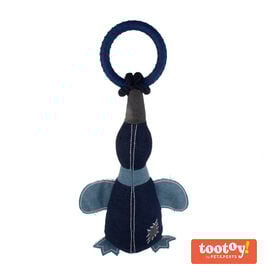 Tootoy! Comfort Denim Duck peluche com som e corda para cães