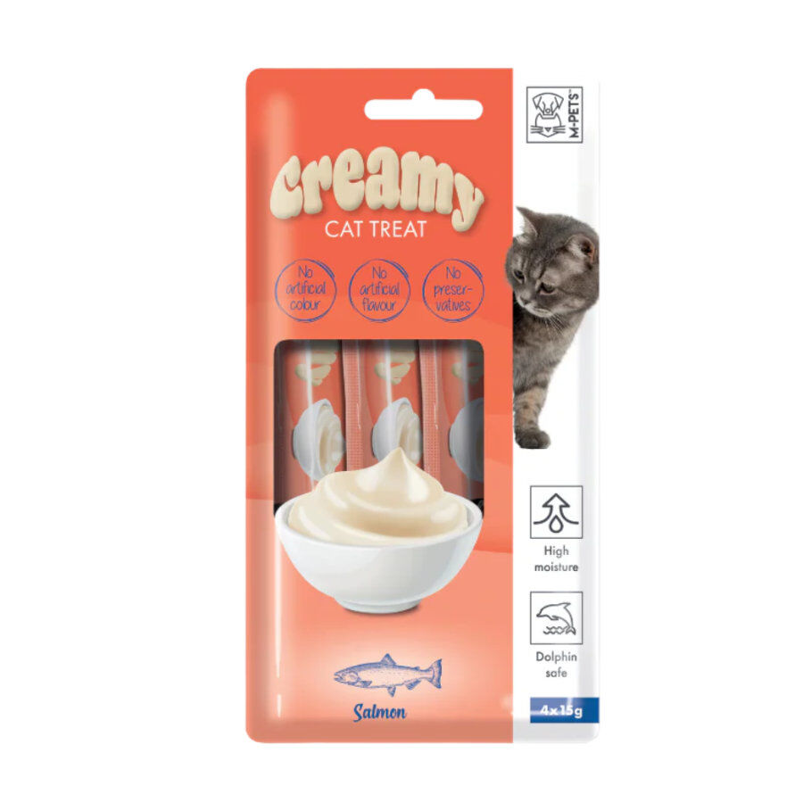 4 sobres x 15 g M-Pets Creamy Salm&oacute;n snack para gatos, , large Imagem n&uacute;mero 1
