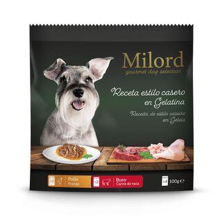 Milord Adult Receita Estilo Caseira em Gelatina com Frango e Boi saquetas para cães - Multipack