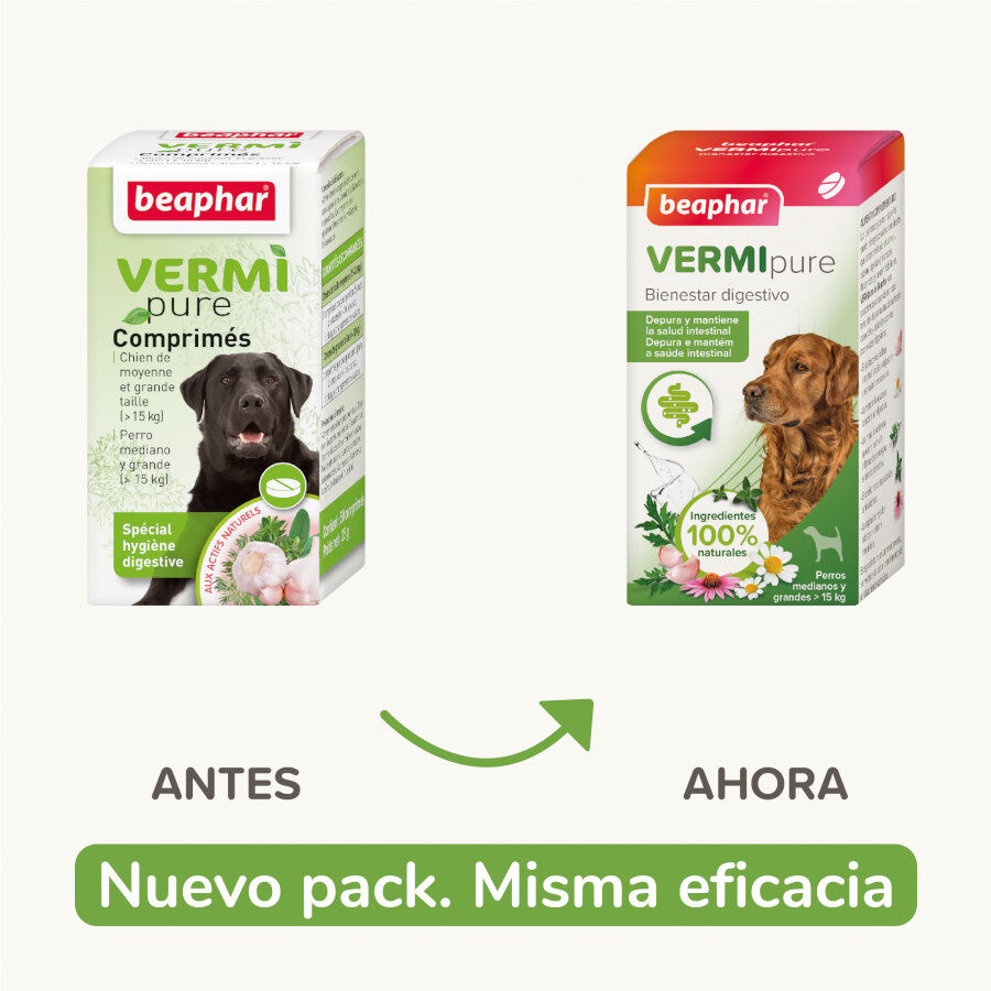 Beaphar Vermipure Repelente Interno Natural em comprimidos para c&atilde;es de porte m&eacute;dio e grande, , large Imagem n&uacute;mero 2
