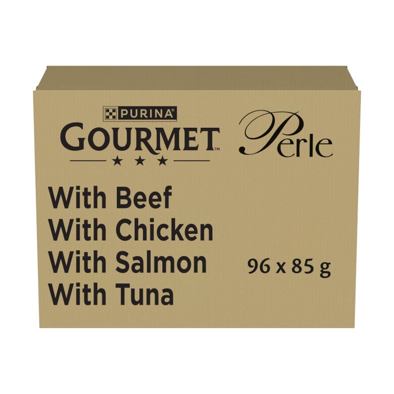 96 saquetas x 85 g Gourmet Perle Delicias em Molho de  Salmão, Frango, Atúm e Vitela Saqueta para gatos ,  Imagem número 1 96 saquetas x 85 g Gourmet Perle Delicias em Molho de  Salmão, Frango, Atúm e Vitela Saqueta para gatos , , large Imagem número 1