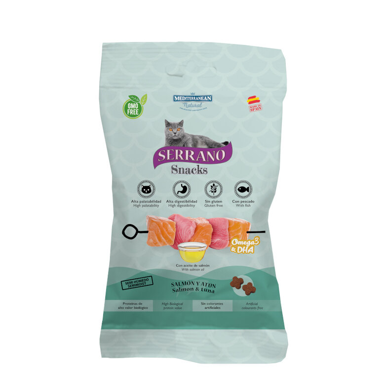 50 g Serrano Snacks Omega 3 y DHA de Salmão e Atum para gatos,  Imagem número 3 50 g Serrano Snacks Omega 3 y DHA de Salmão e Atum para gatos, , large Imagem número 3