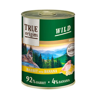 True Origins Adult Wild Coelho e Banana lata para cães