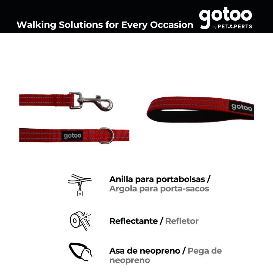 Gotoo Trela de nylon refletora vermelha para c&atilde;es, , large Imagem n&uacute;mero 4