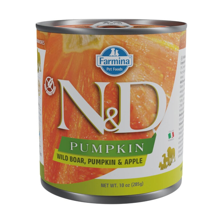 285 g Farmina N&D lata de frango, javali, abóbora e maçã para cães,  Imagem número 1 285 g Farmina N&D lata de frango, javali, abóbora e maçã para cães, , large Imagem número 1