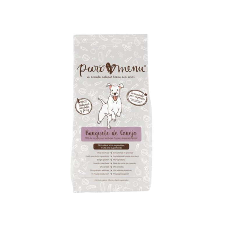 800 g Puro Menú BARF Banquete de Coelho comida natural congelada para cães,  Imagem número 1 800 g Puro Menú BARF Banquete de Coelho comida natural congelada para cães, , large Imagem número 1
