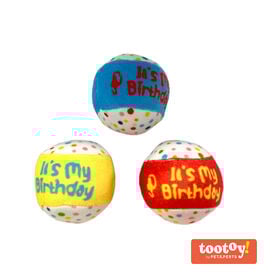 Tootoy! Comfort Happy Birthday Ball Conjunto de Bolas de Ténis com som para cães 