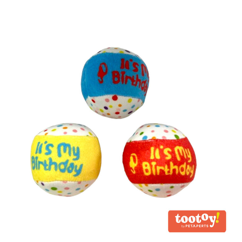 Tootoy! Comfort Happy Birthday Ball Conjunto de Bolas de Ténis com som para cães ,  Imagem número 2 Tootoy! Comfort Happy Birthday Ball Conjunto de Bolas de Ténis com som para cães , , large Imagem número 2