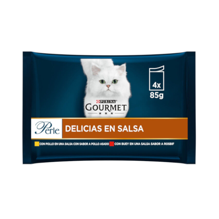 4 saquetas x 85 g Purina Gourmet Perle Frango e Boi saquetas em molho para gatos, , large Imagem n&uacute;mero 1