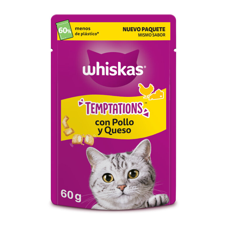 60 g Whiskas Temptations Snacks Frango e Queijo para Gatos ,  Imagem número 1 60 g Whiskas Temptations Snacks Frango e Queijo para Gatos , , large Imagem número 1