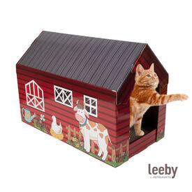 Leeby Hattie casota arranhadora de cartão com padrão de quinta para gatos