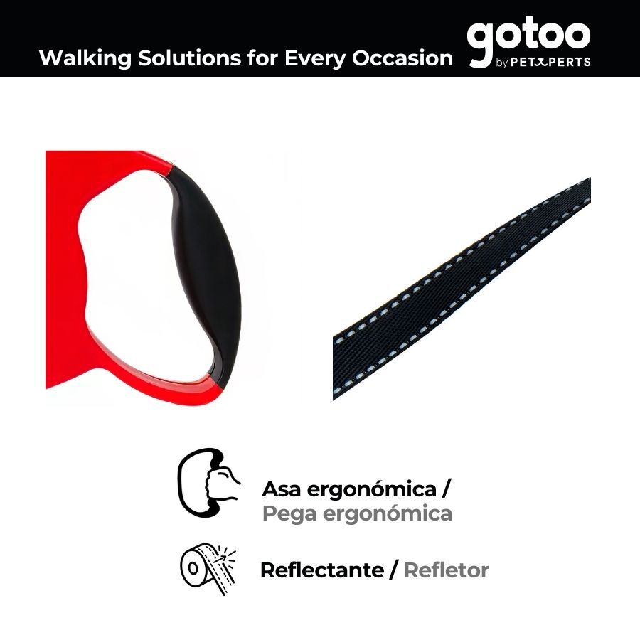 Trela extens&iacute;vel Gotoo vermelha para c&atilde;es, , large Imagem n&uacute;mero 4